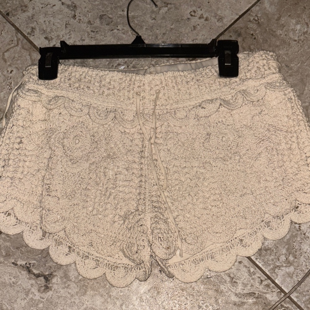 Surf Gypsy Cream Lace High Waist Shorts